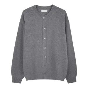 남자 가을 기본 무지 캐주얼 울 라운드 가디건 DS-CA-Q280-회색