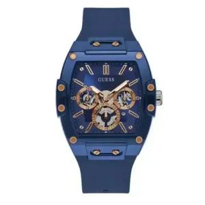 게스 피닉스 블루 다이얼 블루 러버 밴드 남성시계 GW0203G7