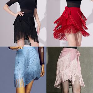 라인 라틴댄스 태슬 스커트 3단 랩스커트 스포츠댄스 밸리 줌바 힙스카프