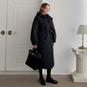 바스카라 윈터 원피스+자켓+후드 퀼팅 3피스 세트 블랙 VCOAT_035