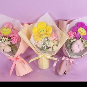 귀여운 스마일 인형 미니 꽃다발 3color 어린이집 유치원 졸업 여자친구 작은 생일 선물