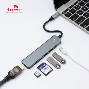 액센 6 in1 HDMI PD포트 SD TF C-Type USB 3.0 스위치 호환 4K 멀티허브 인쇄가능 대량 판촉물