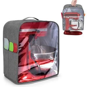 럭자 클리어 전면 패널 먼지 커버 6-8쿼트 키친에이드 믹서와 호환, 스탠드 믹서용 상단 손잡이가 있는 및 추가 부착물(6-8쿼트 믹서 모두에 적합), 그레이