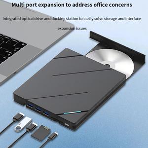 TISHRIC 외장 모바일 광학 드라이브 박스 USB 3.0 C타입 인터페이스 SD TD 카드 리더 CD DVD 버너 플레이어