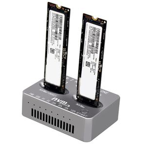 NVME 도킹 스테이션 Gen2X 20Gbps 듀얼 베이 M.2 SSD 복제 USB3.2 C 외장형 하드디스크 박스 M/B M 키 M.3