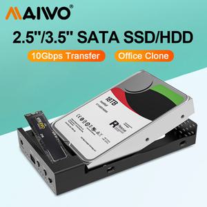 MAIWO 듀얼 베이 M.2 NVMe 2.5 SATA SSD/HDD 도킹 스테이션 오프라인 클론 인클로저 최대 10Gbps 22TB 용량