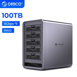 ORICO NAS 2/5 베이 도킹 스테이션 2.5 3.5 HDD SSD 100TB Max 자동 백업 인클로저 SATA3.0 RAID 기능 포함