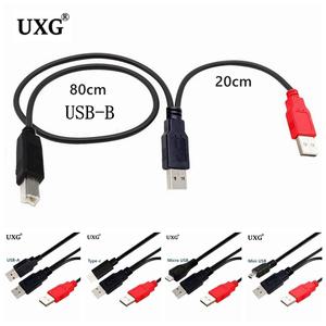모바일 하드디스크 프린터용 Y 타입 데이터 코드 더블 헤드 USB-B USB 2.0 마이크로 미니 5 핀 C 외장 전원