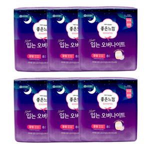 좋은느낌 New 입는 오버나이트 중형 8매x6팩 여성 입는 팬티형 생리대