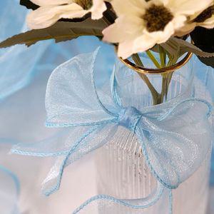 쉬폰 오간디 리본 끈 망사 선물 포장 공예 청접장 하늘색