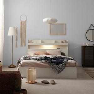 보루네오 LED무드등 서랍형 헤드선반형 침대 퀸Q 자가드독립매트 세트 BJ5176