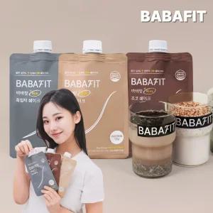 바바핏 리얼 단백질 쉐이크 한끼 식사대용 체중조절 다이어트 초코 곡물 흑임자 3종 15개입 골라담기