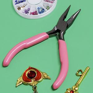 DIY 비즈공예 오링반지 민자형 평집게 플라이어 펜치 핑크 세트