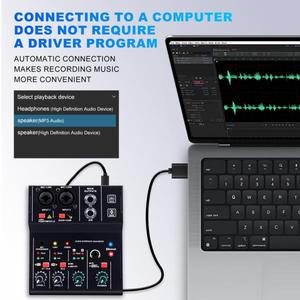 미니 오디오 믹서 2 채널 휴대용 LiveSound 카드 보드 콘솔 시스템 with48V 팬텀 전원 16 비트 48KHZ DJMix