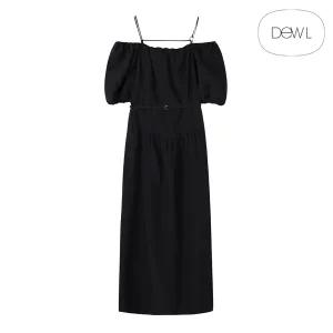 듀엘 린넨 블렌드 오프숄더 원피스 D242MSE045 BK 여성 원피스