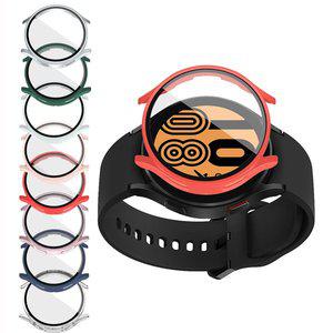 갤럭시워치 5 4 심플 단색 컬러 강화 필름 액정 보호 커버 베젤링 범퍼 pc 하드 케이스 40 44 mm