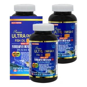 프리미엄 울트라 오메가3 휘시오일1300 180캡슐 X 3개 기억력 개선 비타민D 온가족이 함께