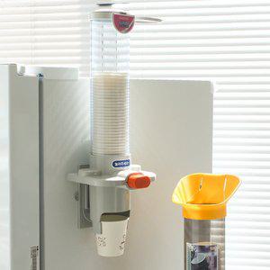 [니드코]원터치 종이컵 디스펜서 무타공 자석부착식 보관함 컵홀더