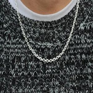 [차차실버]각줄 4mm 은목걸이 독특한 사슬 세련된 고급 커플 남자 여자