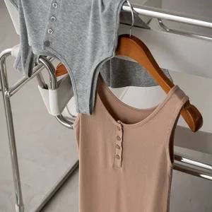 (안나앤모드) cooler 잔골지 버튼 나시티[티셔츠DFF46]