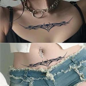 타투 8개 서큐버스 방수 헤나 문신, 1-2주 지속, 복부 및 허리용, 현실적인 반영구적