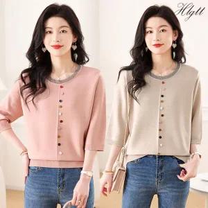 [하프클럽/](55~88)2종세트 쁘띠 큐티 버튼 가디건 봄가디건 봄니트 니트티 큐