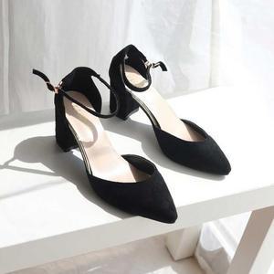 [MEI28QRO_56]스트랩힐구두힐 슈즈 스웨이드 미들힐