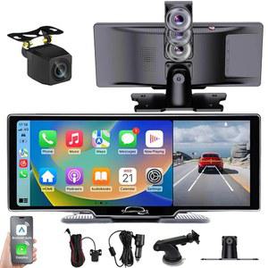 플렉스스크린 프로 카플레이, 프로(2025년형), 10.26인치 HD 휴대용 카플레이 및 안드로이드 오토스크린, 4K 대시캠 앞뒤 음성 제어, 미러 링크, 블루투스, GPS 내비게이션, AUX/FM