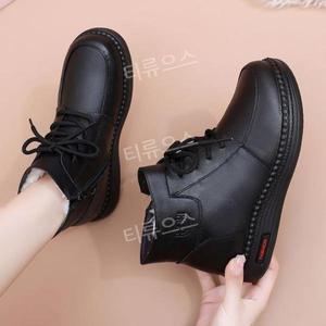 고기능 매혹적인 스페셜 앵글 발편한 실버 퍼 가죽 앵클 겨울 여성 신발 통굽 부츠 엄마 여자 방한 부추 올