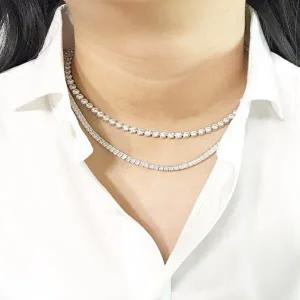 [차차실버]라운드 4mm 큐빅 테니스 은목걸이 순은 고급 여자 세련 데일리 모임