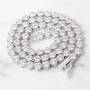 [차차실버]라운드 6mm 테니스 큐빅 은목걸이 두툼 묵직 포인트 925실버 순은 여자 선물