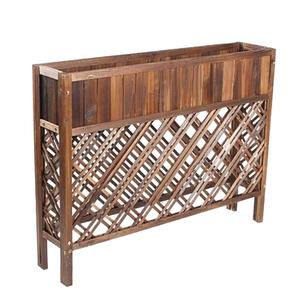 격자나무파티션 격자 방부목 식당 실외 실내 야외 꽃