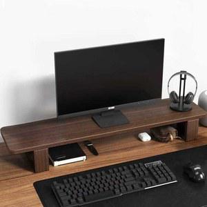 모니터 받침대 사무실 사무실모니터받침대 다크우드 키보드수납 오크 높고 듀얼 호두색