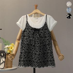 [모노시크] 블러썸 자수 플라워 리본 민소매 블라우스_MNBS589