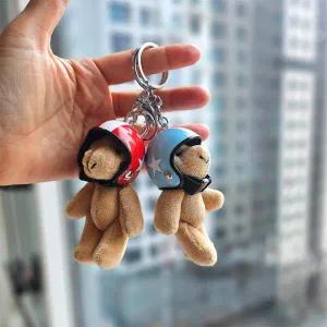 /알럽하우스 헬멧탈착가능+곰돌이10cm 귀여운 인형키링 열쇠고리