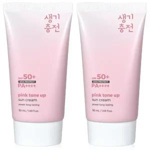 핑크 톤업 선크림 50ml 2개 자외선차단 SPF50+ 메이크업베이스 썬크림