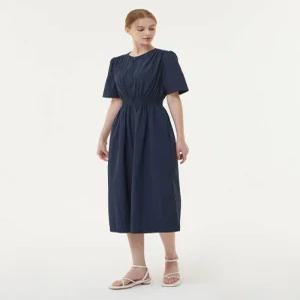 [플라스틱아일랜드]허리스모킹 집업 원피스 PQ3WO801