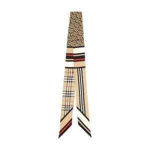 25FW 버버리 여성 몽타주 트윌 방도 실크 스키니 스카프 베이지 8037017 A7026