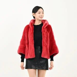 우진모피(WJ) 코펜하겐 퍼 휘메일 레드 반후드나그랑 밍크코트 국내생산 본사직영