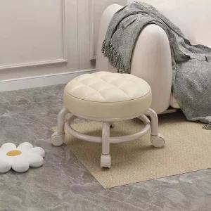 보조의자 스툴 발받침 작업 청소 원형 무소음 이동식 회전 쿠션 바퀴의자 라운드 거실 베란다