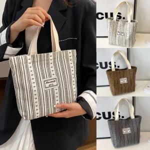 여성 스트라이프 미니 토트백 캔버스백무지 숄더 호보백 에코 여행보조가방