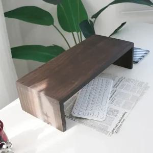 모니터 받침대 원목 듀얼 컴퓨터 받침 스탠드 선반 키다리 다크월넛 L535