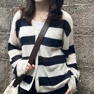 LN 시스루 여름 가디건 단가라 줄무늬 간절기 여자 여름