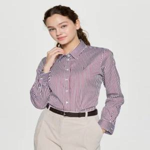 헤지스 여성 25FW [아이코닉] 런던 스트라이프 버건디 HSSH5DC75D2