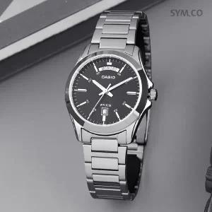 [카시오] MTP-1370D-1A1 클래식 라운드 데이데이트 정장 남자 메탈 손목시계 c