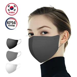 국내생산 WJT KF94 마스크 새부리형 대형, 화이트 블랙 그레이 100매