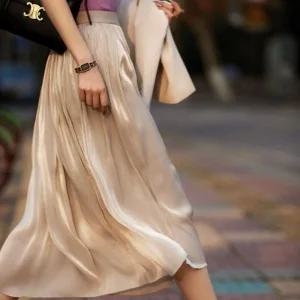 샤인 플레어 밴딩 롱 스커트 A라인 봄 여름 가을 치마