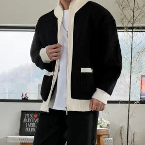 [이룰]워렌 배색 울 카라 니트집업 가디건 4colors
