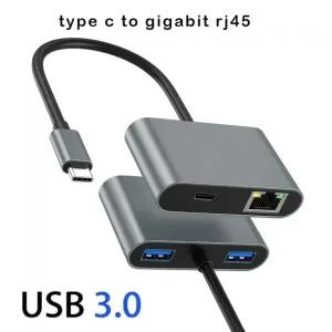 C타입랜선 LAN 젠더 1000Mbps 이더넷 네트워크 어댑터 USB C 기가비트 Type-C - RJ45 60W PD 포트 2개 30