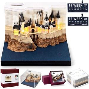 루데이 3D 타임피스 캘린더 2026 티어 어웨이 미니 데스크 LED 라이트 아트 메모 패드 메모장 데스크톱 장식 선물 (주간 및 포함)